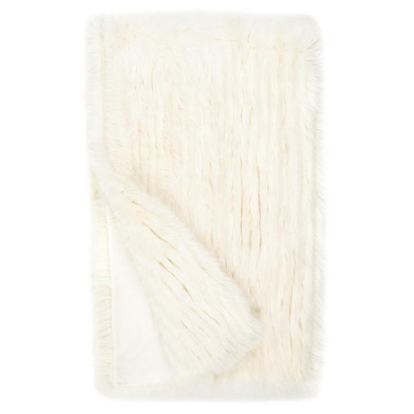 PEACOCK ALLEY MILA LUXURY FAUX FUR THROW BLANKET  IVORY