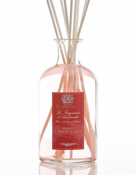 ANTICA FARMACISTA PEONIA, GARDENIA & ROSA LUCITE GIFT SET W/ 250 ML DIFFUSER , 9 OZ CANDLE AND 2LTRAY