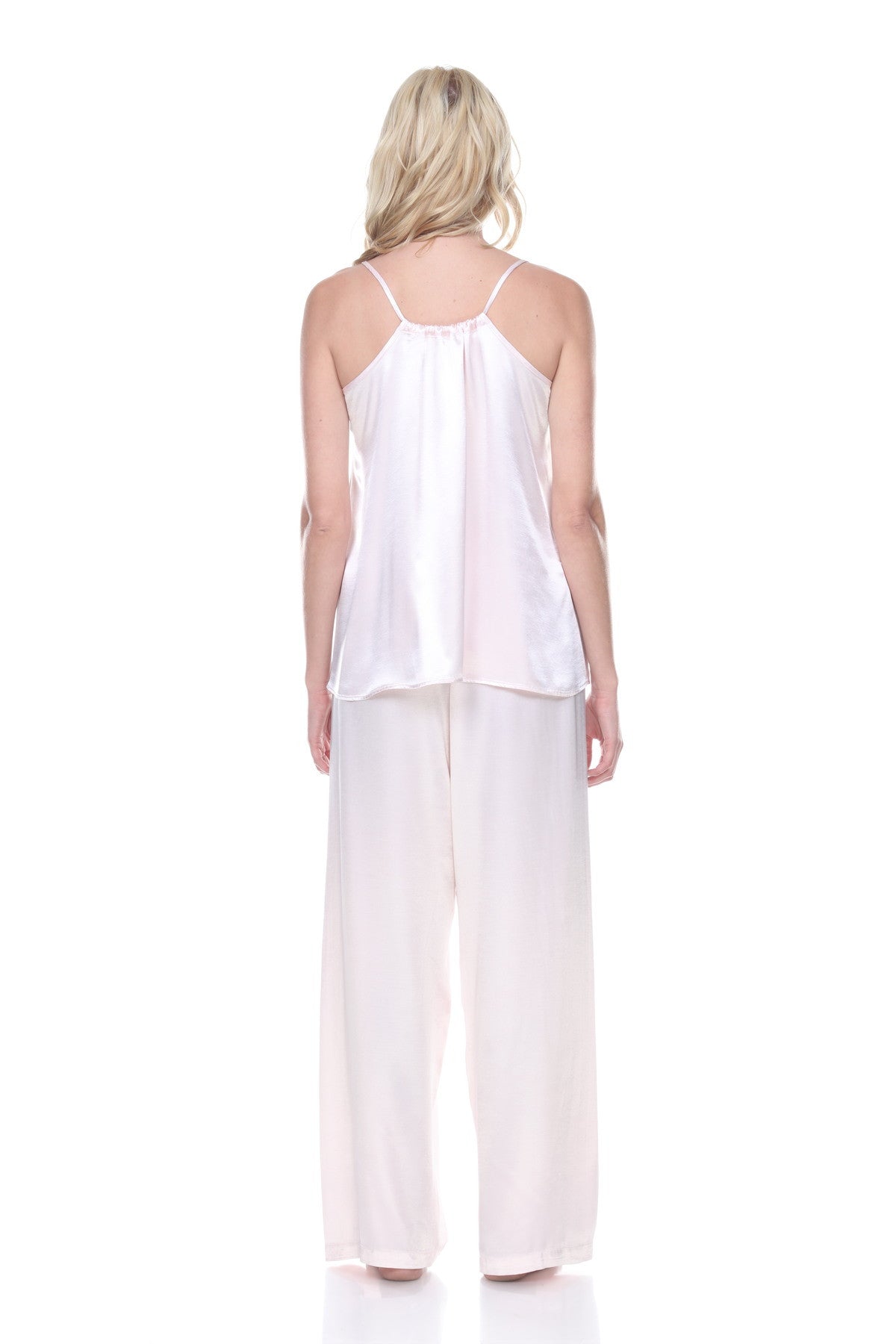 PJ HARLOW - ANNE Satin Spaghetti Strap Tank With Gathered Back in Blush