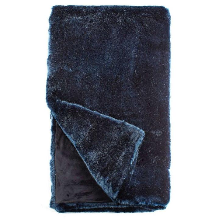 PEACOCK ALLEY MILA LUXURY FAUX FUR THROW  BLUE MINK