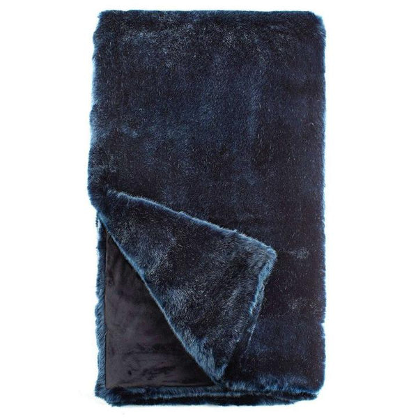 PEACOCK ALLEY MILA LUXURY FAUX FUR THROW  BLUE MINK