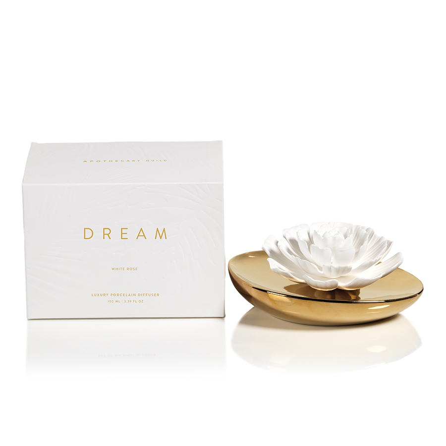 DREAM PORCELAIN FLOWER DIFFUSER:  WHITE ROSE