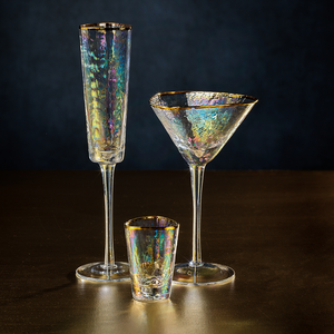APERITIVO TRIANGULAR MARTINI GLASS - LUSTER WITH GOLD RIM