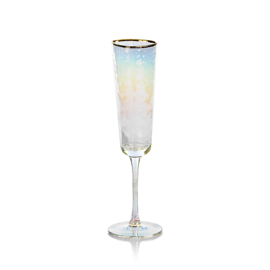 APERITIVO TRIANGULAR CHAMPAGNE FLUTE - LUSTER WITH GOLD RIM