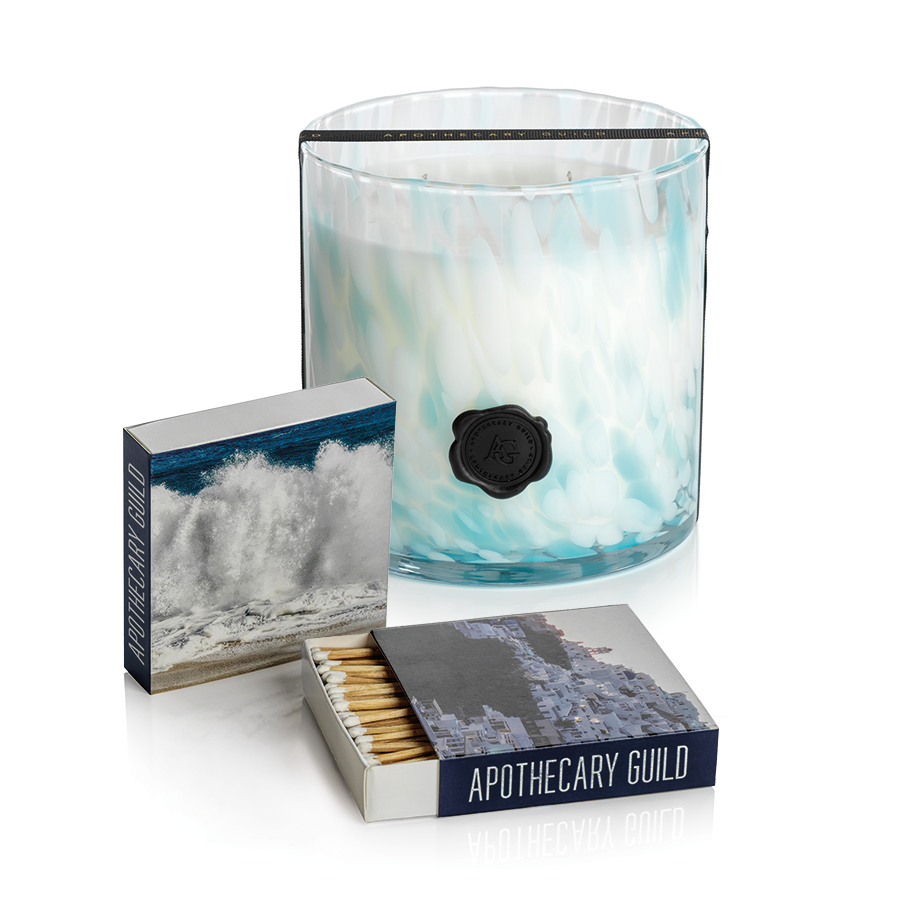 APOTHECARY GUILD OPAL GLASS CANDLE JAR GIFT SET:  SUNSET BEACH
