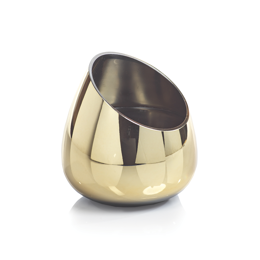 SLANT GLASS CANDLE JAR:  GOLD