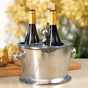 RAW ALUMINUM THREE BOTTLE WINE HOLDER