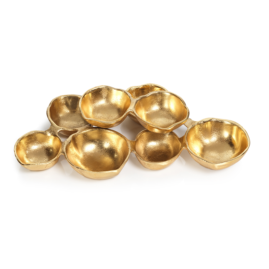 SMALL CLUSTER OF EIGHT SERVING BOWLS - BRIGHT GOLD
