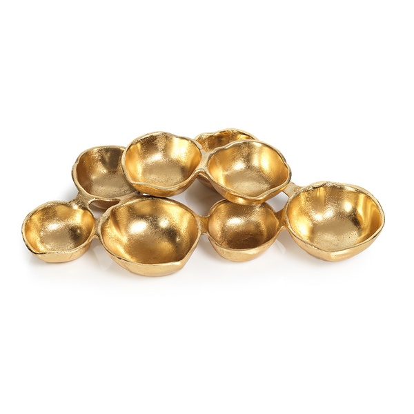 SMALL CLUSTER OF EIGHT SERVING BOWLS - BRIGHT GOLD