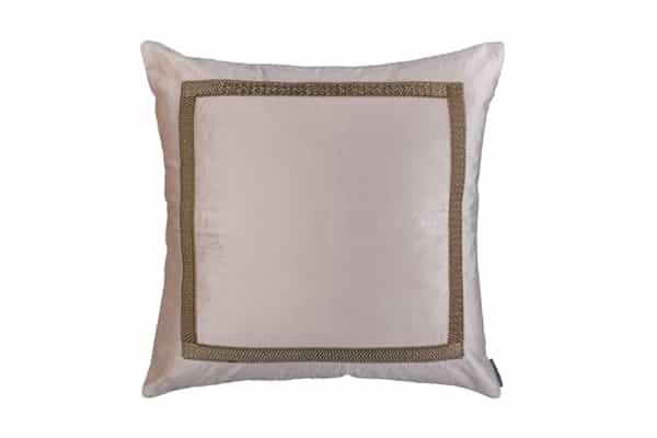 CAESAR DECORATIVE PILLOW BLUSH VELVET WITH GOLD BASKETWEAVE MACHINE EMBROIDERY 26X26