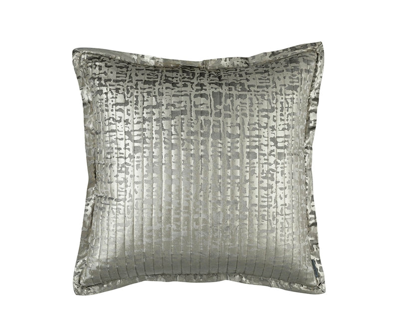 JOLIE QUILTED EURO PILLOW SILVER VELVET / GOLD PRINT 26X26