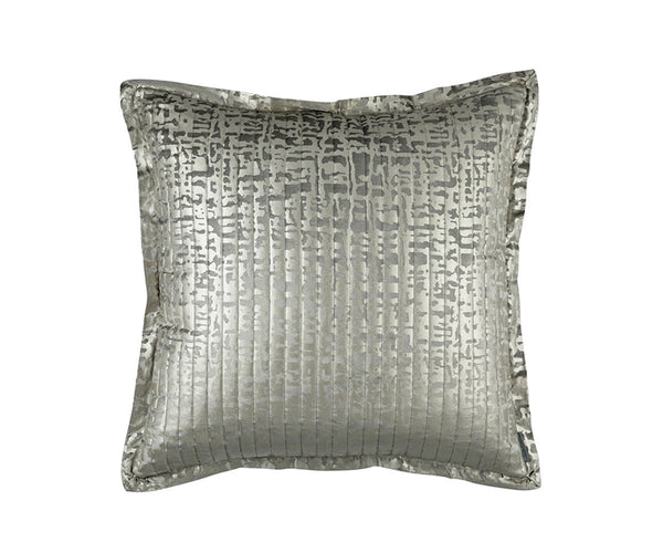 JOLIE QUILTED EURO PILLOW SILVER VELVET / GOLD PRINT 26X26