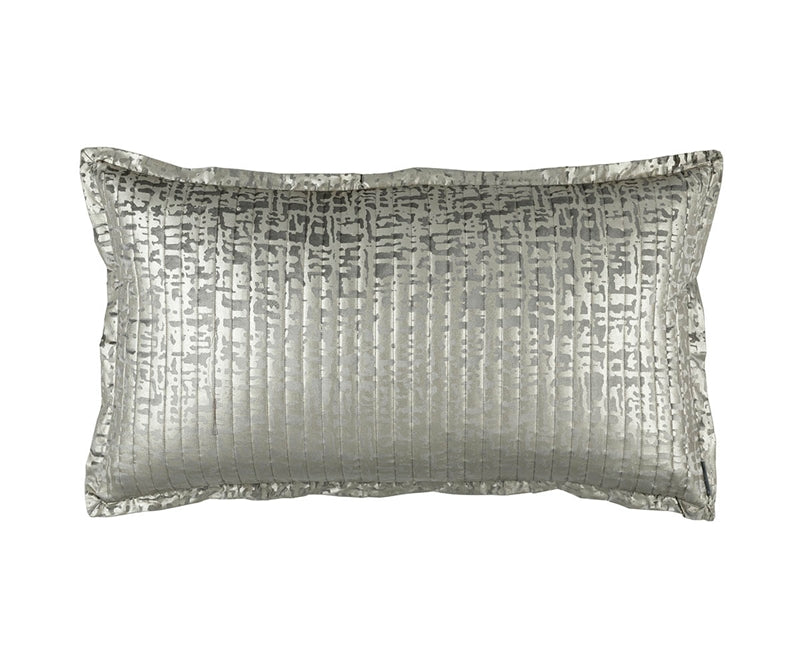 JOLIE QUILTED KING PILLOW SILVER VELVET / GOLD PRINT 20X36