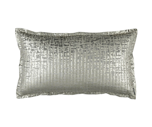 JOLIE QUILTED KING PILLOW SILVER VELVET / GOLD PRINT 20X36