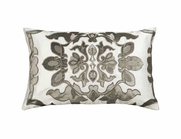 MOROCCO SM. RECT. PILLOW / IVORY S&S / SILVER VELVET 14X22