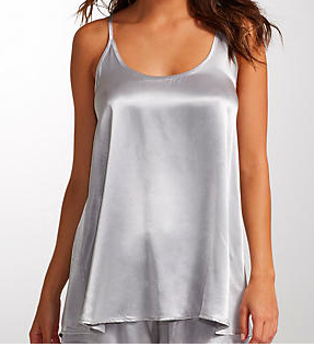 PJ HARLOW - ANNE Satin Spaghetti Strap Tank With Gathered Back in Dark Silver