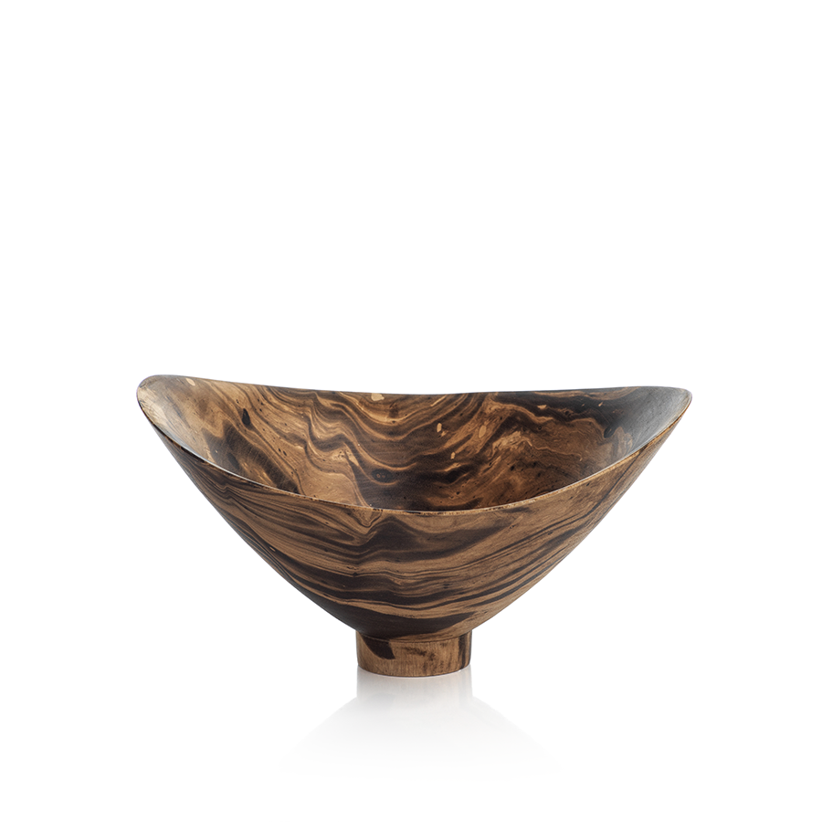 MANGO WOOD MARBLEIZED BOWL - FOOTED BUTTERFLY