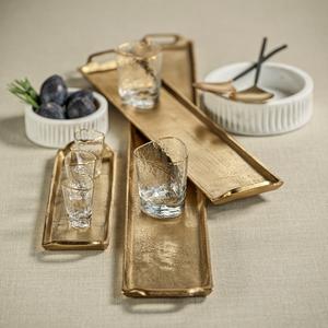 RECTANGULAR ALUMINUM TRAY - DARK GOLD - LARGE