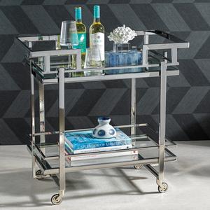 HARRY'S POLISHED STEEL BAR CART