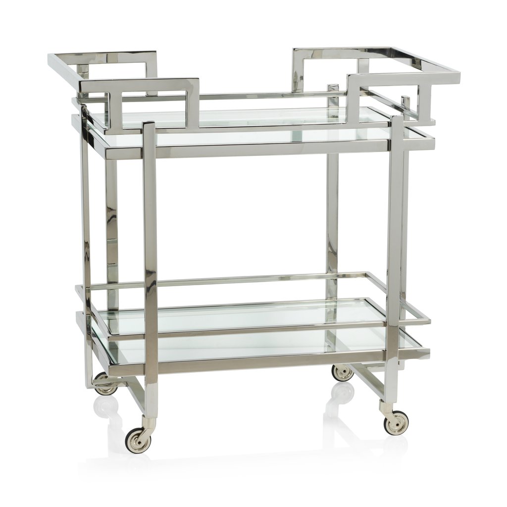HARRY'S POLISHED STEEL BAR CART