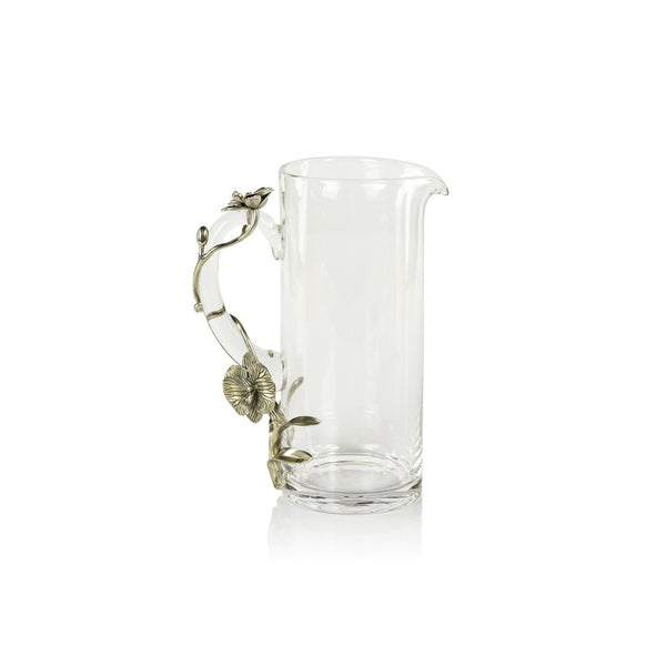 A DURBAN ORCHID PEWTER AND GLASS PITCHER