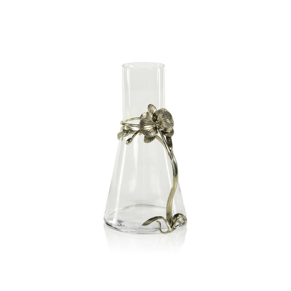 A BOGAR ORCHID PEWTER AND GLASS PITCHER