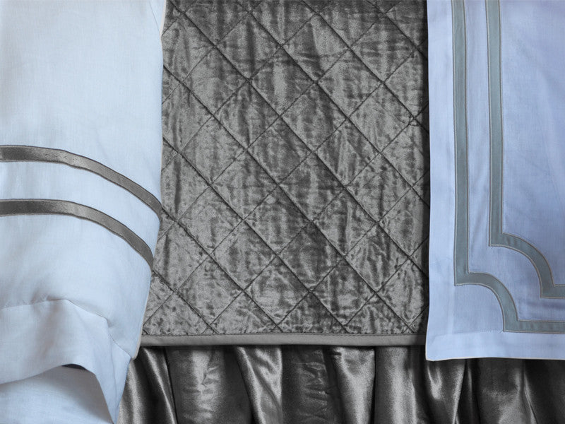 LILI ALESSANDRA CHLOE ICE SILVER VELVET LUXURY COVERLET & BEDDING