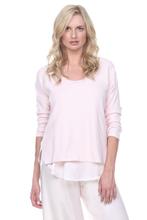 PJ HARLOW - FRANKIE Rib Long Sleeve V-Neck With Side Slits in Blush