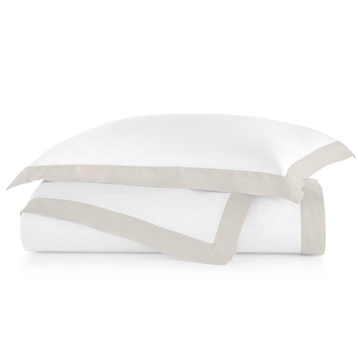 PEACOCK ALLEY MANDALAY LINEN CUFF DUVET COVER  PLATINUM