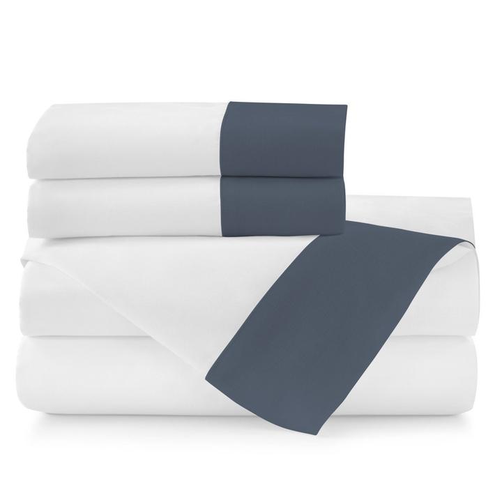 PEACOCK ALLEY MANDALAY LINEN CUFF SHEET SET  NAVY