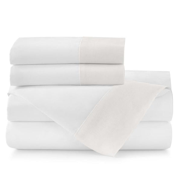 PEACOCK ALLEY MANDALAY LINEN CUFF SHEET SET  PEARL
