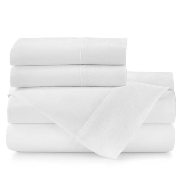 PEACOCK ALLEY MANDALAY LINEN CUFF SHEET SET  WHITE