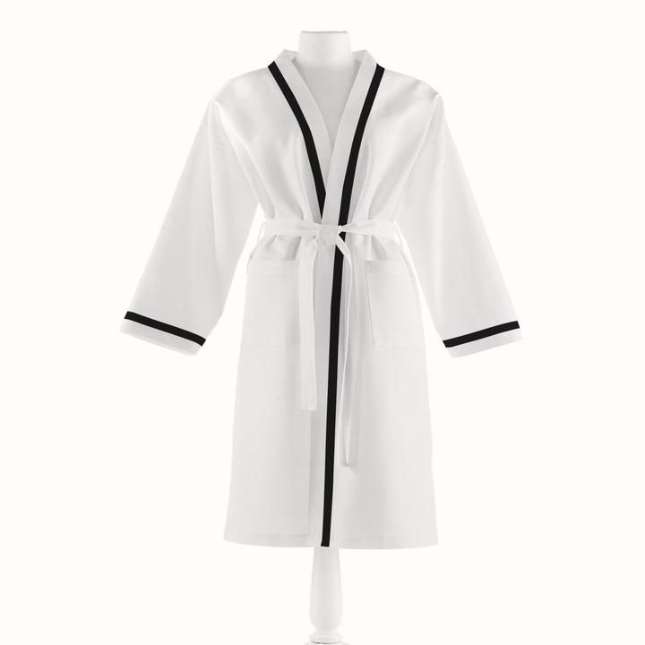 PEACOCK ALLEY PIQUE BATHROBE  BLACK
