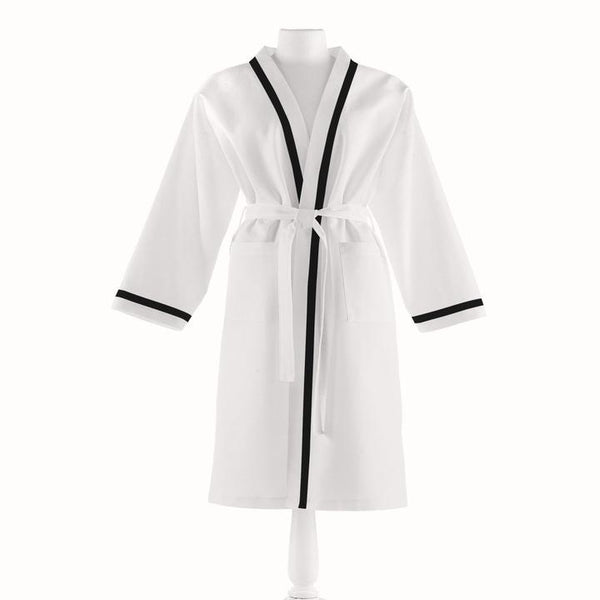 PEACOCK ALLEY PIQUE BATHROBE  BLACK