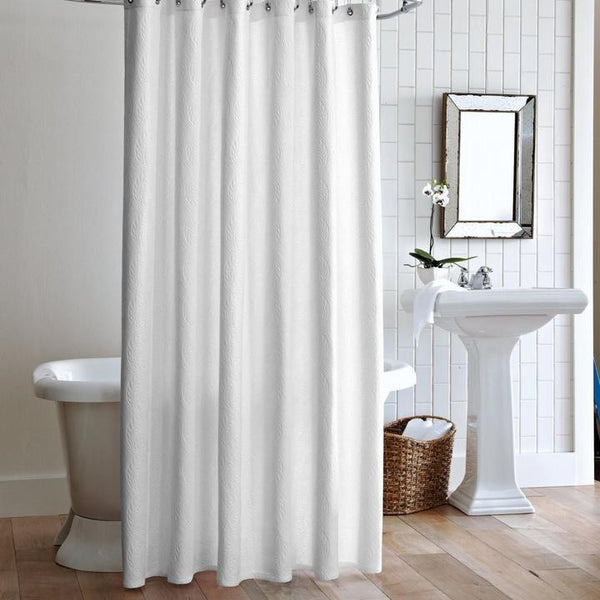 PEACOCK ALLEY MATELASSE SHOWER CURTAIN  WHITE